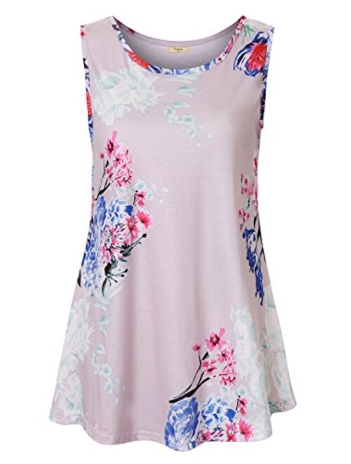 Viracy Women's Summer Casual Sleeveless Swing Tunic Floral Tank Top