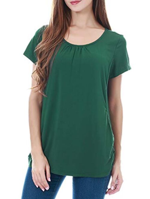 Smallshow Women's Maternity Nursing Tops Short Sleeve Modal Breastfeeding Shirt