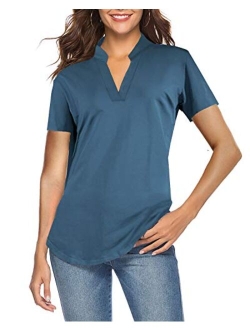 CEASIKERY Women's 3/4 Sleeve V Neck Tops Casual Tunic Blouse Loose Shirt