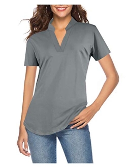 CEASIKERY Women's 3/4 Sleeve V Neck Tops Casual Tunic Blouse Loose Shirt