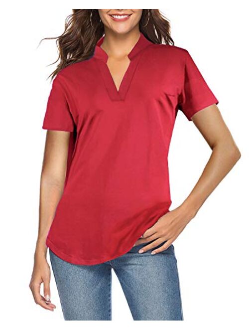 CEASIKERY Women's 3/4 Sleeve V Neck Tops Casual Tunic Blouse Loose Shirt