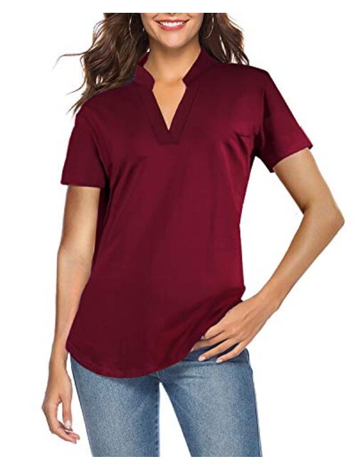 CEASIKERY Women's 3/4 Sleeve V Neck Tops Casual Tunic Blouse Loose Shirt