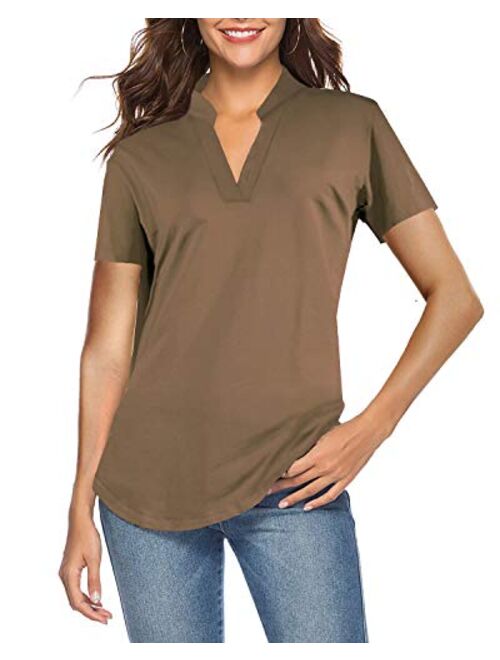 CEASIKERY Women's 3/4 Sleeve V Neck Tops Casual Tunic Blouse Loose Shirt