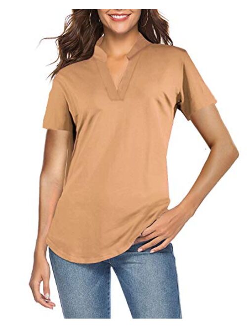 CEASIKERY Women's 3/4 Sleeve V Neck Tops Casual Tunic Blouse Loose Shirt