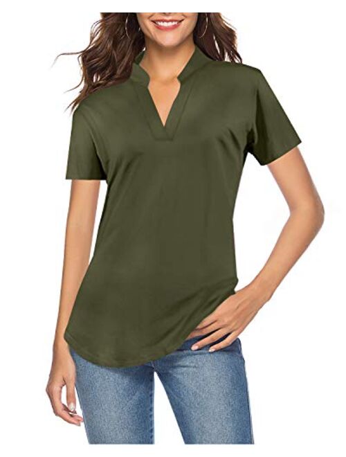 CEASIKERY Women's 3/4 Sleeve V Neck Tops Casual Tunic Blouse Loose Shirt