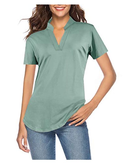 CEASIKERY Women's 3/4 Sleeve V Neck Tops Casual Tunic Blouse Loose Shirt