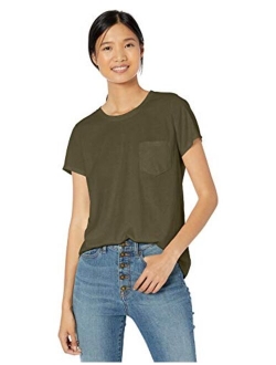 Amazon Brand - Goodthreads Women's Washed Jersey Cotton Pocket Crewneck T-Shirt