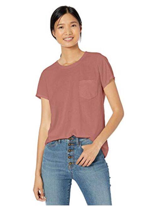 Amazon Brand - Goodthreads Women's Washed Jersey Cotton Pocket Crewneck T-Shirt