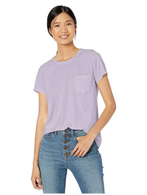 Amazon Brand - Goodthreads Women's Washed Jersey Cotton Pocket Crewneck T-Shirt