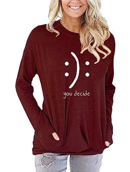 Akihoo Women Be Kind T Shirts Casual Long Sleeve Crew Neck Graphic Tops