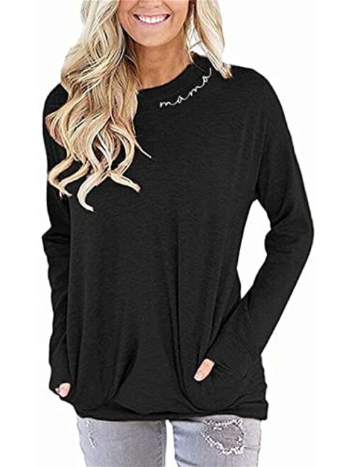 Akihoo Women Be Kind T Shirts Casual Long Sleeve Crew Neck Graphic Tops