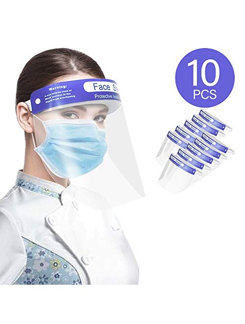 Ameky Face Shield 10PCS- Plastic Face Shield Safety Face Shield Full Face Shield