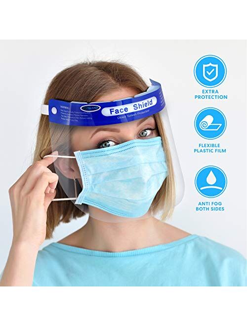 US Stock,Shipping TodaySimsii Face Shields, Clear double side Anti-fog,Thickness 0.25mm, Non-Medical Use Visor, Splashproof Windproof Dustproof, Protect Eyes and Faces, P