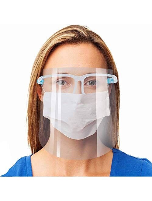 Monsta (Pack of 3) Safety Face Shield And Lens Cleanser Wipes Full Face Shield Anti Splash Eye Face Protection Anti-Saliva Protective Glasses Personal Protective Equipmen