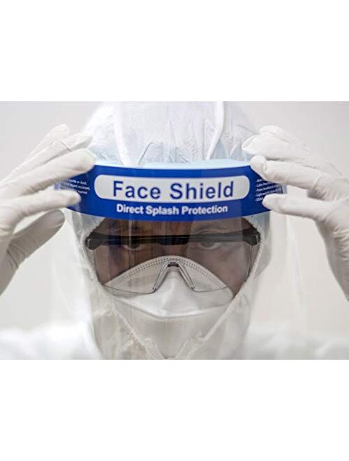 20pcs Full Face Shield,Protective Face Shield Anti Splash and Saliva Clear Film Protect Face and Eyes with Adjustable Band and Comfort Sponge