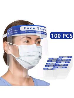 US STOCK100PACK Dental Face Shield Full Protect Eyes and Face with Clear Protective Film Elastic Band and Comfort Sponge for Unisex Adult Men Women