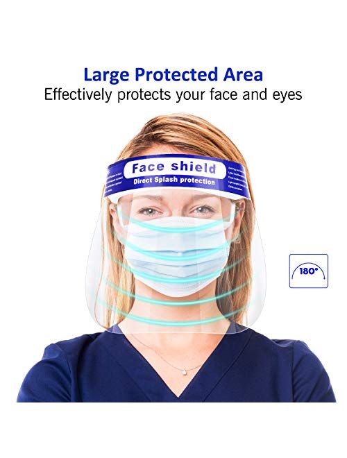 Reusable Face Shield, 12 PCS Plastic Safety Face Shield Adjustable Transparent Full Face Anti-spitting Protective Mask Hat Protect Eyes and Face Protection