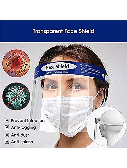 Reusable Face Shield, 12 PCS Plastic Safety Face Shield Adjustable Transparent Full Face Anti-spitting Protective Mask Hat Protect Eyes and Face Protection