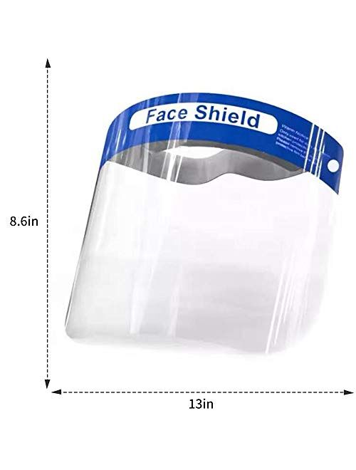 Safety Face Shield 10 Pack, Protective cap transparentProtective against saliva and splashesReusableAdjustable Elastic Band Suitable for male ladies