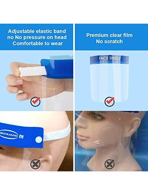 [US STOCK] 5PCS Face Shield Protect Eyes and Full Face, Anti-fog Face Shields with Protective Clear Film, Elastic Band and Comfortable Sponge for Men and Women