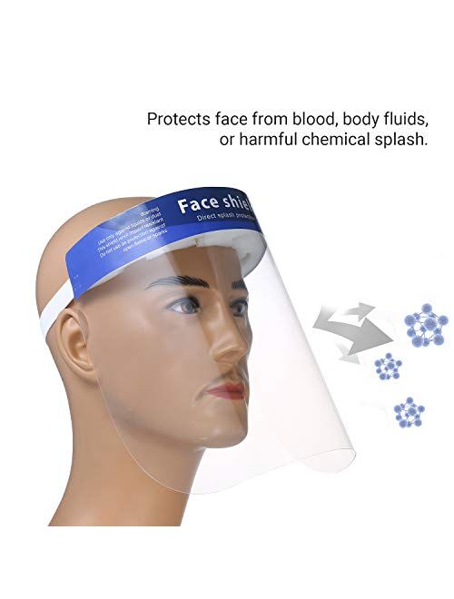 Decdeal 10Pcs/Pack Disposable Safety Face Shield Fluid Resistant Full Face Cover Transparent Single Use Visor Protection from Splash and Splatter