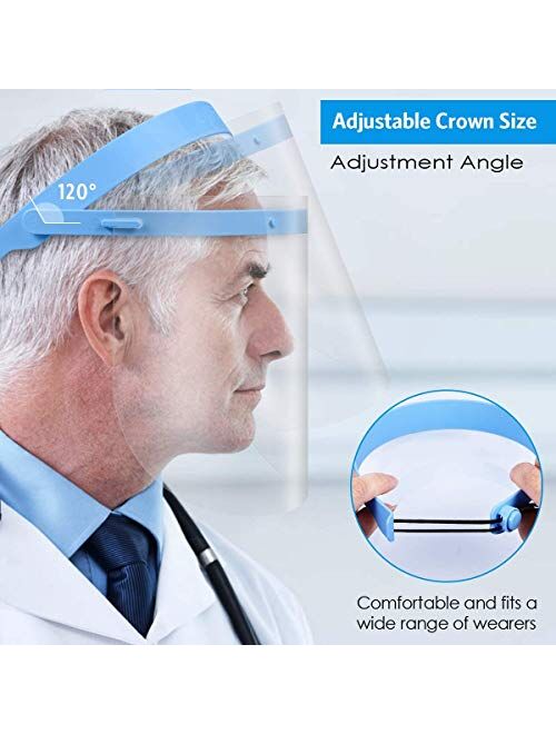 EFK-II Supply USA Fast Delivery Adjustable Dental Anti Fog Face Shield 20 Plastic Protective Films Visors