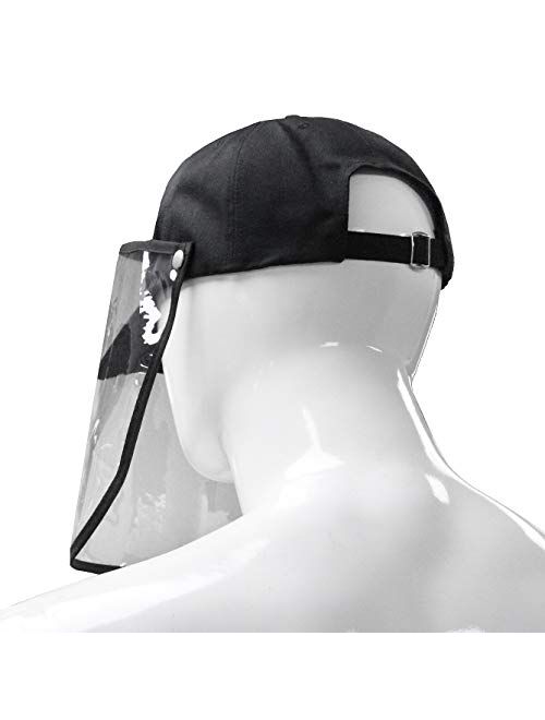 Letusto Safety Shield Baseball Hat with Protective Visor Anti Spitting Splash, Easily Removable for Cleaning and Sanitizing Cap (Black)