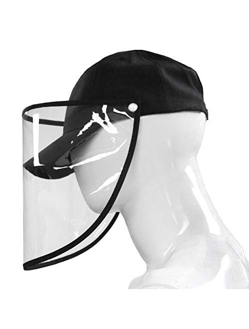 Letusto Safety Shield Baseball Hat with Protective Visor Anti Spitting Splash, Easily Removable for Cleaning and Sanitizing Cap (Black)