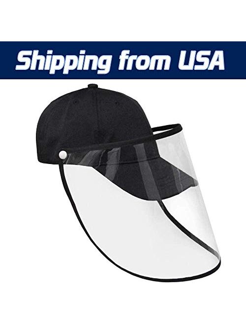 Letusto Safety Shield Baseball Hat with Protective Visor Anti Spitting Splash, Easily Removable for Cleaning and Sanitizing Cap (Black)