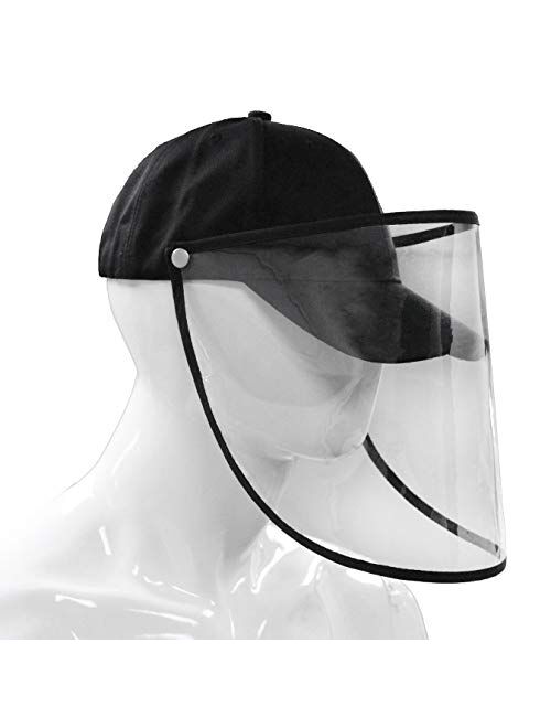 Letusto Safety Shield Baseball Hat with Protective Visor Anti Spitting Splash, Easily Removable for Cleaning and Sanitizing Cap (Black)