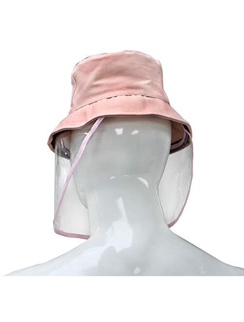 Letusto Protective Facial Mask Safety Face Shield Particulate Respirator Anti Spitting Splash Bucket Hat (Pink)