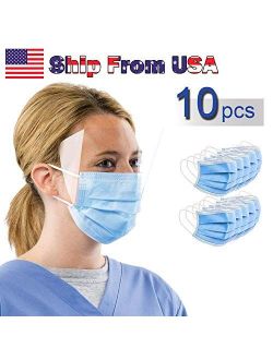 Face ss Disposable Breathable Earloop 3 Layer Face Shield for Home Office School Outdoor Blue