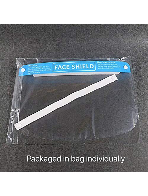 5-Pack Disposable Safety PET Plastic Face Shield Fluid Resistant Anti-Fog Clear Face Shield Full Face Mask Transparent Single Use Mask Visor Protection