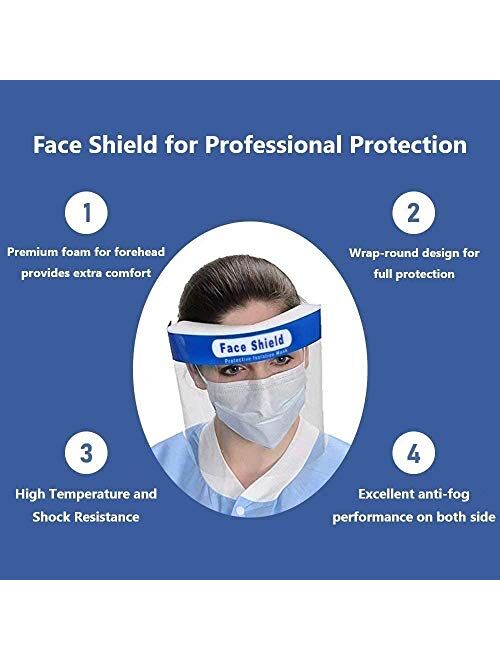 2 Pack All-Round Protection Cap with Clear Wide Visor Spitting Lightweight Transparent Shield with Adjustable Elastic Band