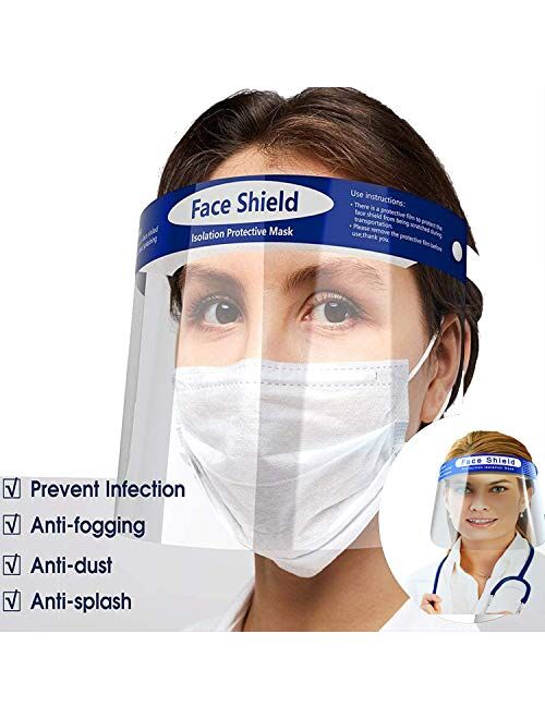 2 Pack All-Round Protection Cap with Clear Wide Visor Spitting Lightweight Transparent Shield with Adjustable Elastic Band