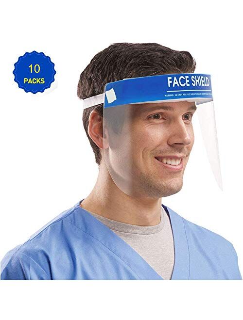 YUN JIN Face Shield Anti-Fog Medical Protect Eyes and Face with Protective Clear Film Elastic Band and Comfort Sponge (10)