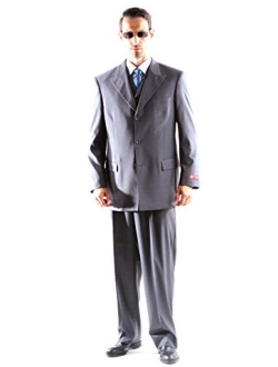 Men's Superior 150s Poly/Viscose Wool Feel 3 pcs Vested Suit