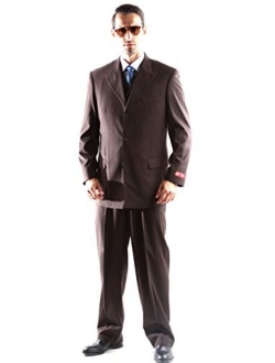 Men's Superior 150s Poly/Viscose Wool Feel 3 pcs Vested Suit