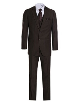 King Formal Wear Elegant Men's Modern Fit Three Piece Two Piece Two Button Suits - Many Colors