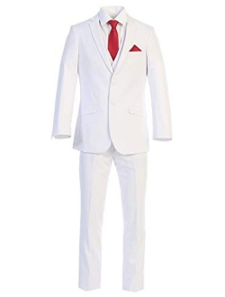 King Formal Wear Elegant Men's Modern Fit Three Piece Two Piece Two Button Suits - Many Colors