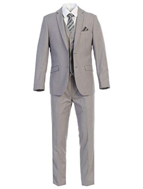 King Formal Wear Elegant Men's Modern Fit Three Piece Two Piece Two Button Suits - Many Colors