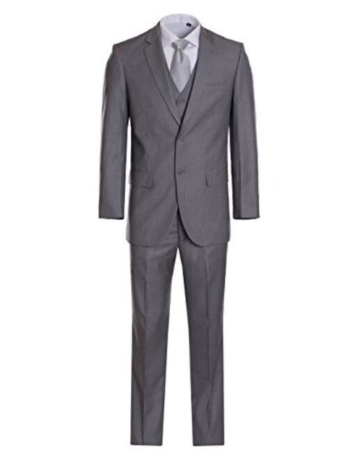 King Formal Wear Elegant Men's Modern Fit Three Piece Two Piece Two Button Suits - Many Colors