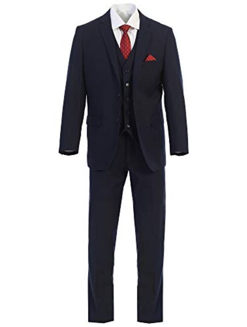 King Formal Wear Elegant Men's Modern Fit Three Piece Two Piece Two Button Suits - Many Colors