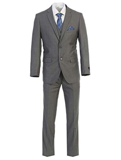 King Formal Wear Elegant Men's Modern Fit Three Piece Two Piece Two Button Suits - Many Colors