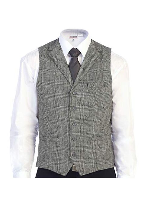 Gioberti Men's 5 Button Tailored Collar Slim Fit Formal Herringbone Tweed Suit Vest