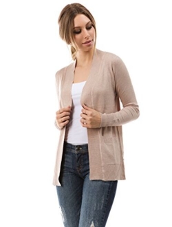 Cielo Open Front Solid Color Long Sleeve Sweater Cardigan