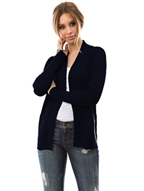 Cielo Open Front Solid Color Long Sleeve Sweater Cardigan