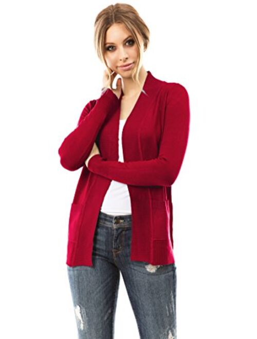 Cielo Open Front Solid Color Long Sleeve Sweater Cardigan