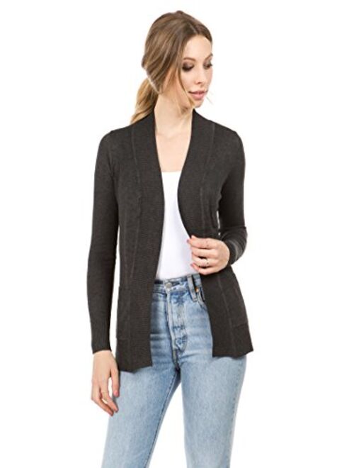 Cielo Open Front Solid Color Long Sleeve Sweater Cardigan