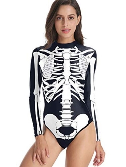 color cosplayer Skeleton One-Piece Swimsuits Novelty Weird Funny Cosplay Costume Bodysuits